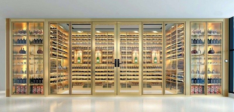 Stainless Steel Frame Modern Wine Cellar Glass Doors